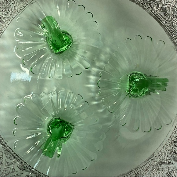 Depression Glass Footed Dish Etched Platter Plate 7” Candy Cookies Decor EUC - Picture 6 of 16